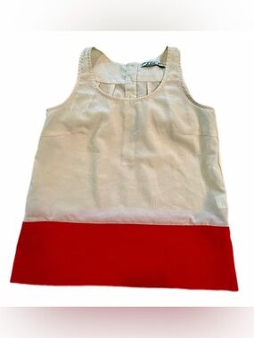 Chloe K Sleeveless Colorblock Blouse Womens XSmall Cream Red Lightweight Minimal